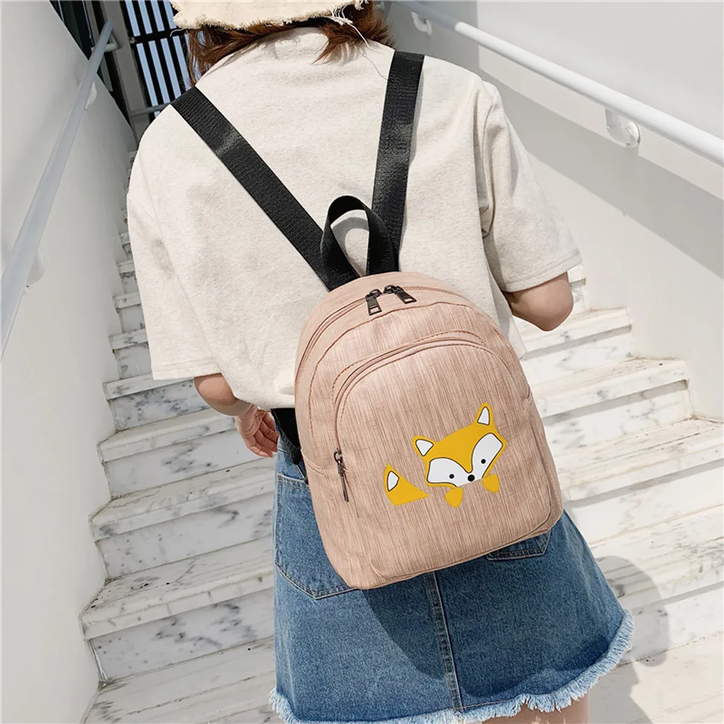 Женский рюкзак, школьная сумка для девочек-подростков, большой милый рюкзак с принтом лисы, повседневный рюкзак для путешествий, новинка*/