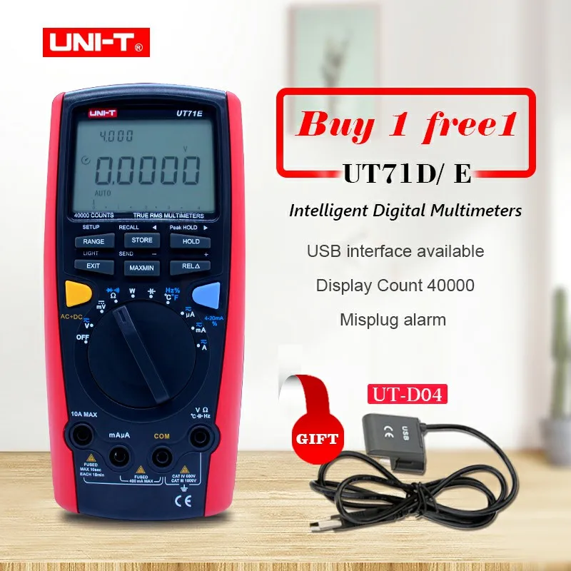 UNI-T UT71A UT71B UT71C UT71D UT71E Digital MultiMeterTure RMS AC DC medidor de voltios amperios Ohm capacitancia Temperatura de retroiluminación - 1