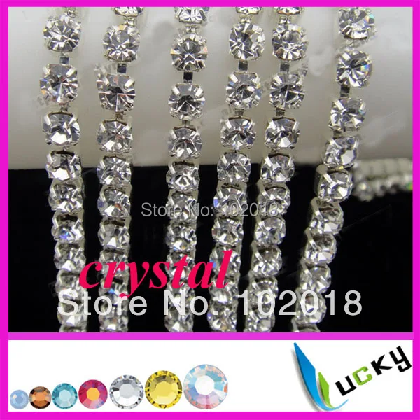 

Free shipping!10 yards 2014 new strass crystal cup chain super closed with 2mm high quality clear rhinestones for garment