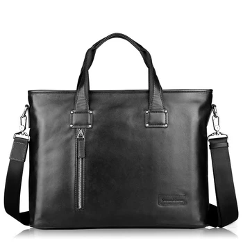

Men's Solid Color Genuine Leather Business Office Travel Handbag Handsome And Stable Large Capacity Business Casual Computer Bag