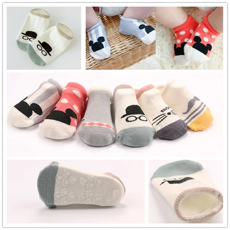 

Children Cotton Socks Floor Sock Kids Silicone Antislip Socks Baby Girls Boys Cute Mustache Cartoon Mouse Socks