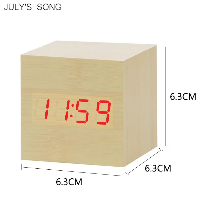 JULY'S SONG Sounds управление деревянные часы цифровой светодиодный Будильник Температура Wacth электронный настольный таймер календарь Настольный Декор