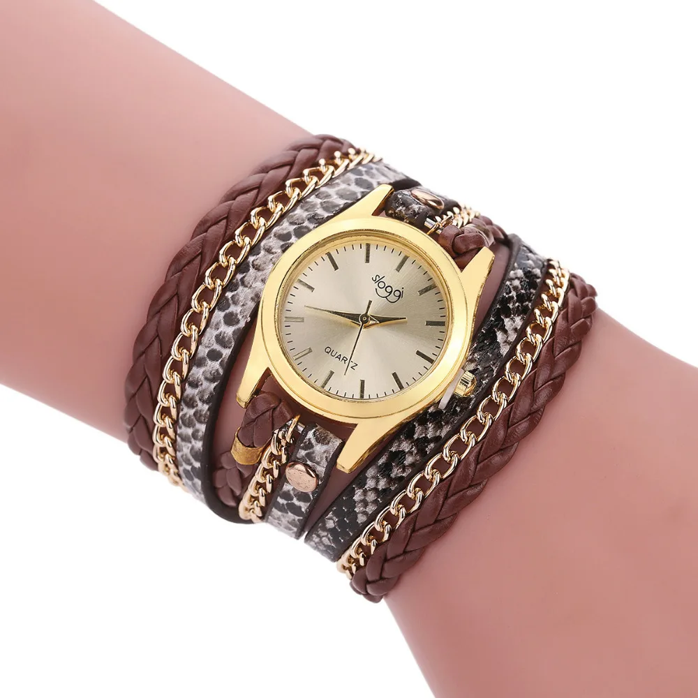 Роскошные брендовые кварцевые часы с кожаным ремешком, женские повседневные модные наручные часы с браслетом, женские леопардовые плетеные часы