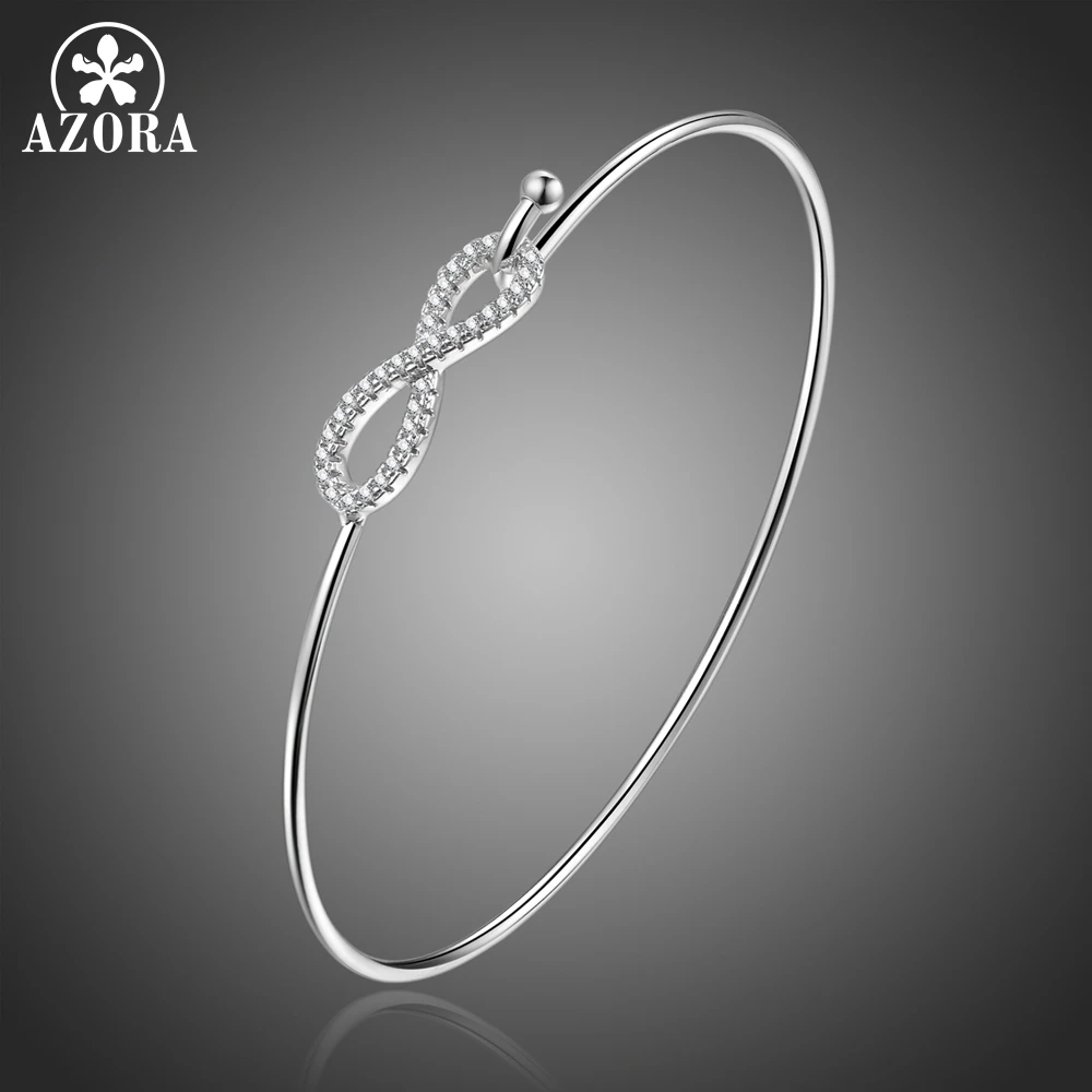 

AZORA Fashion Bracelets for Women Infiniti Love Bracelets & Bangles Clear Cubic Zirconia White Gold Color Jewelry Gift TB0105