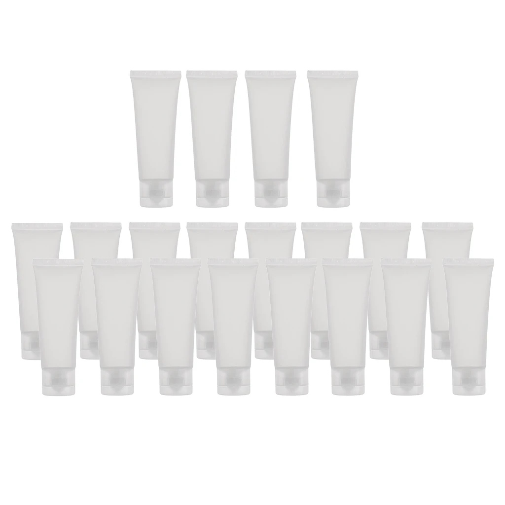 40pcs 50ml Plastic Frosted Empty Cream Tubes Shower Gel Face Wash Bottles Cosmetic Squeezable Travel Makeup Containers