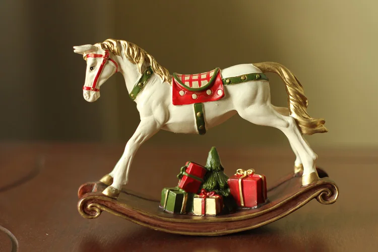Американский стиль домашние декоративные изделия из смолы ручная краска многоцветный качающаяся лошадь рождественские украшения X'mas подарки