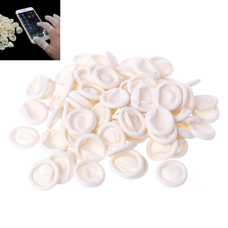100pcs Disposable Latex Rubber Finger Cots Sets Fingertips Protector
