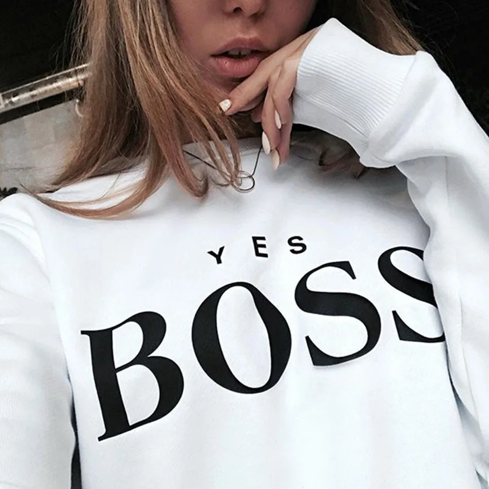 Худи с надписью «Yes Boss»; хлопковые базовые пуловеры в студенческом стиле; спортивные свободные топы; Верхняя одежда с длинными рукавами; уличные толстовки для девочек