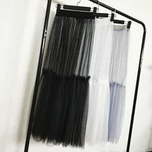 Весенняя женская сетчатая кружевная длинная юбка, летняя повседневная элегантная винтажная сексуальная прозрачная Тюлевая юбка с высокой талией, черная юбка D184