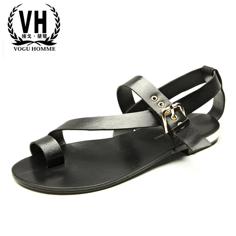

summer men Genuine leather Roman sandals Sneakers Men Slippers Flip Flops casual Shoes beach outdoor all-match cowhide Leisure