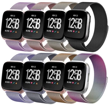 

Tschick Metal Bands Replacement for Fitbit Versa, Stainless Steel Milanese Accessories Bracelet Strap Band with Magnet Lock Men