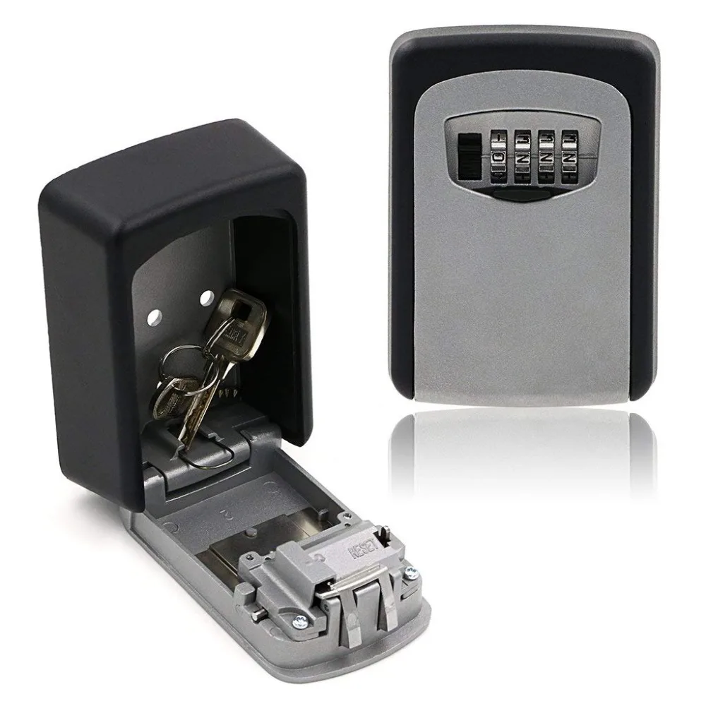 Key Lock Box, House Key Storage Lock Box with 4 Digits Combination Outdoor Key Safe Lock Box for Outside Sturdy Wall Mounted