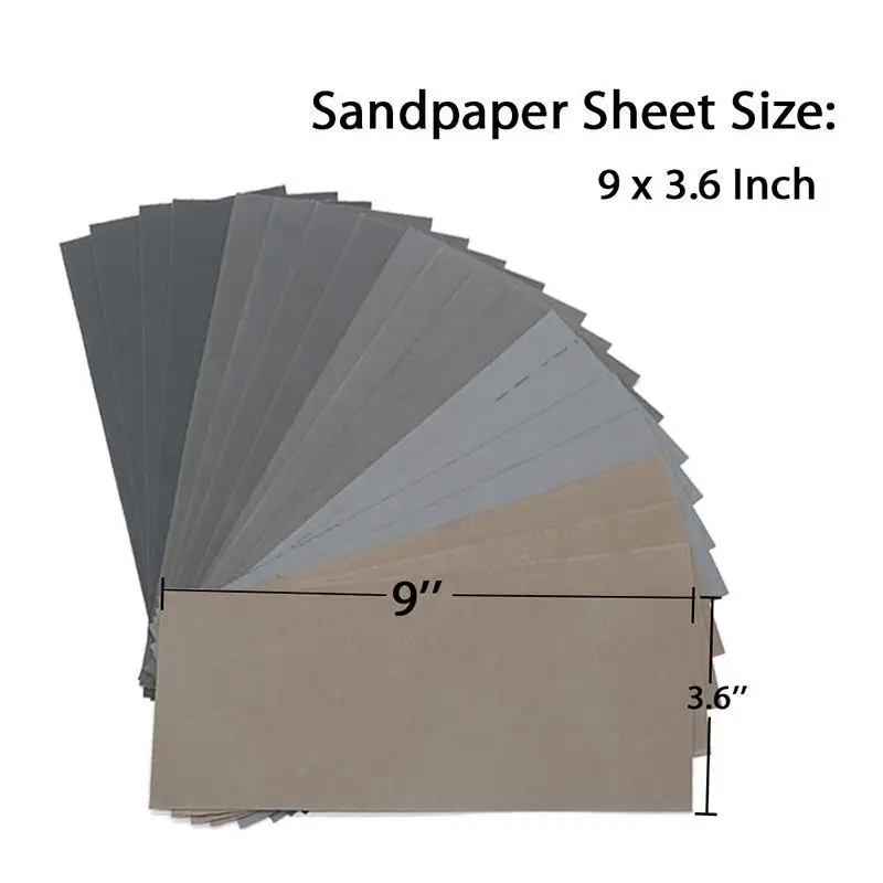 HLZS-20Pcs Wet Dry Sandpaper, High Grit 1000/2000/3000/5000/7000 Sandpaper Sheets Assortment For Wood Metal Polishing Automoti