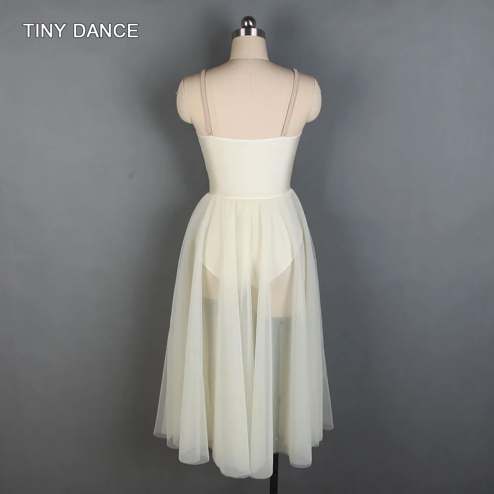 Балетное трико из спандекса цвета слоновой кости, танцевальный костюм, длинное платье-пачка для взрослых, костюмы для лирических танцев, современное платье 19838