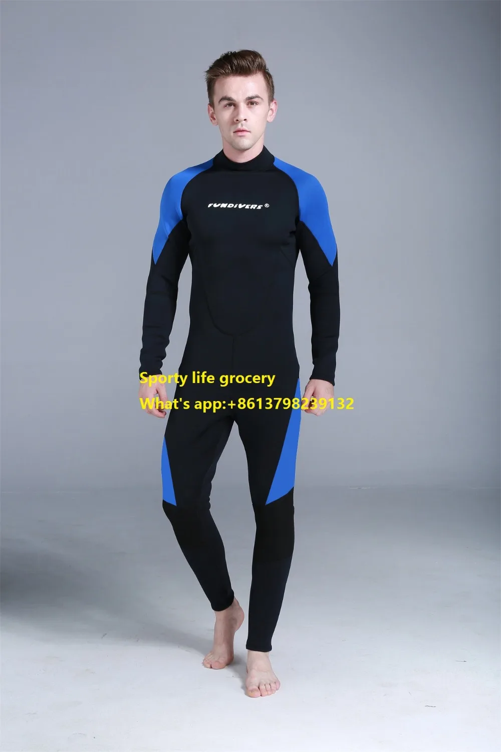 Good quality 3mm SCR diving wetsuit men's long sleeve jumpsuit outdoor