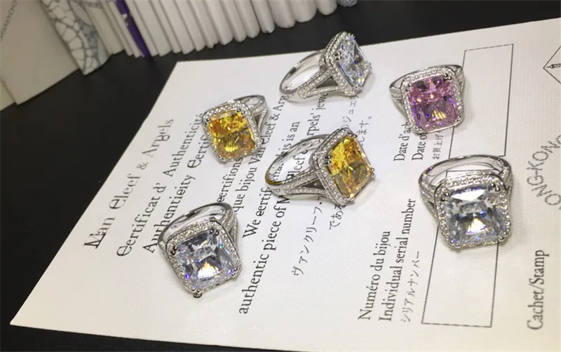Роскошные кольца для женщин серебряного цвета с подушками 8ct AAAAA cz женские обручальные кольца Свадебные обручальные украшения