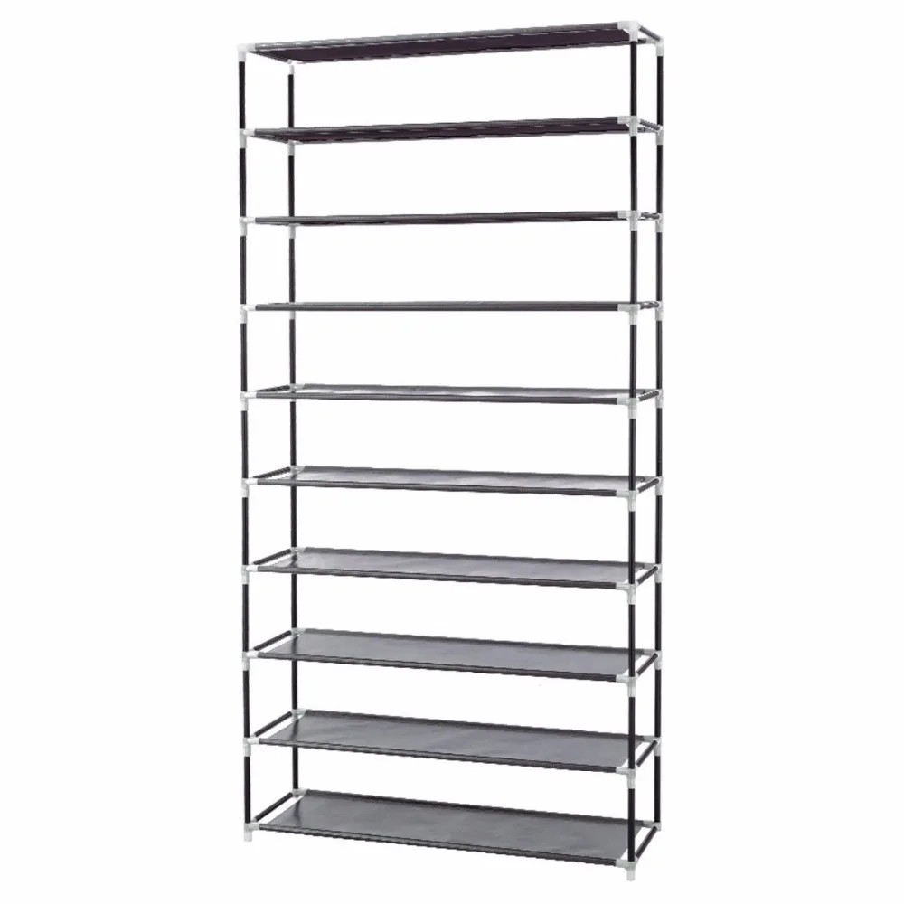 Giantex 10 Tier Shoe Tower Rack With Fabric Cover 27 Pair Shoes Cabinet Home Space Saving Organizer HW57332
