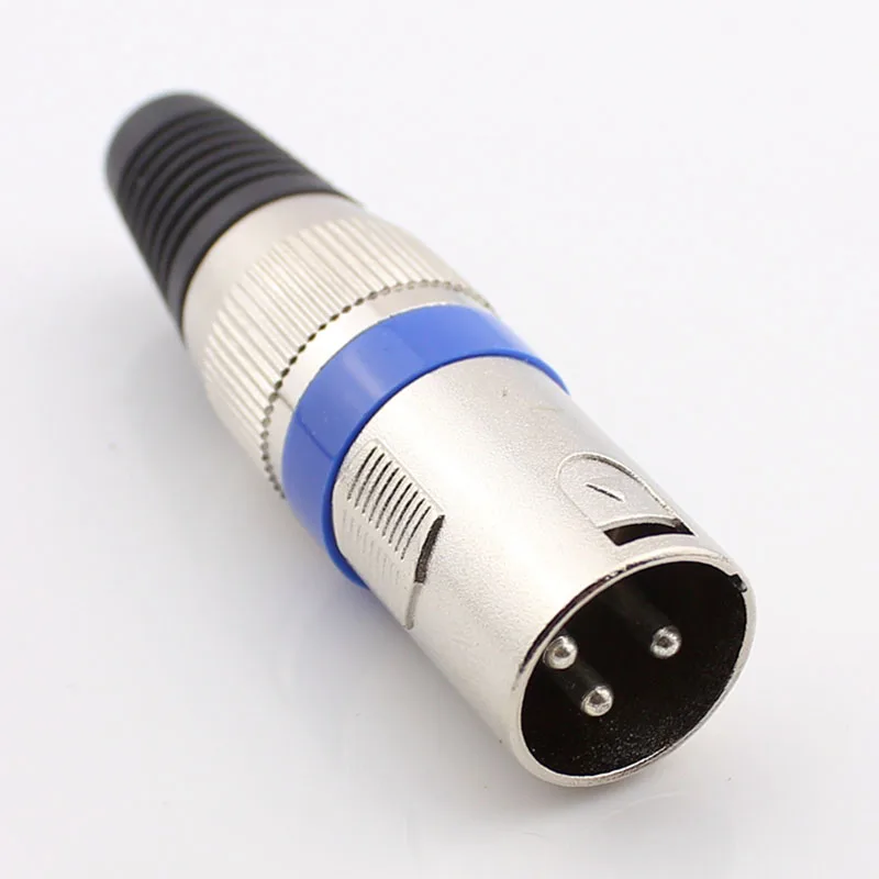 40pcs/lot Microphone Plug Blue Swiss Male XLR J Socket 3 Pin Ferric Cannon Jack