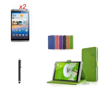 

Slim Print Flip Stand PU Leather Funda Capa Case Cover + 2x Film + Pen For Huawei MediaPad M1 8.0 S8-301W S8-301U S8-301L Coque