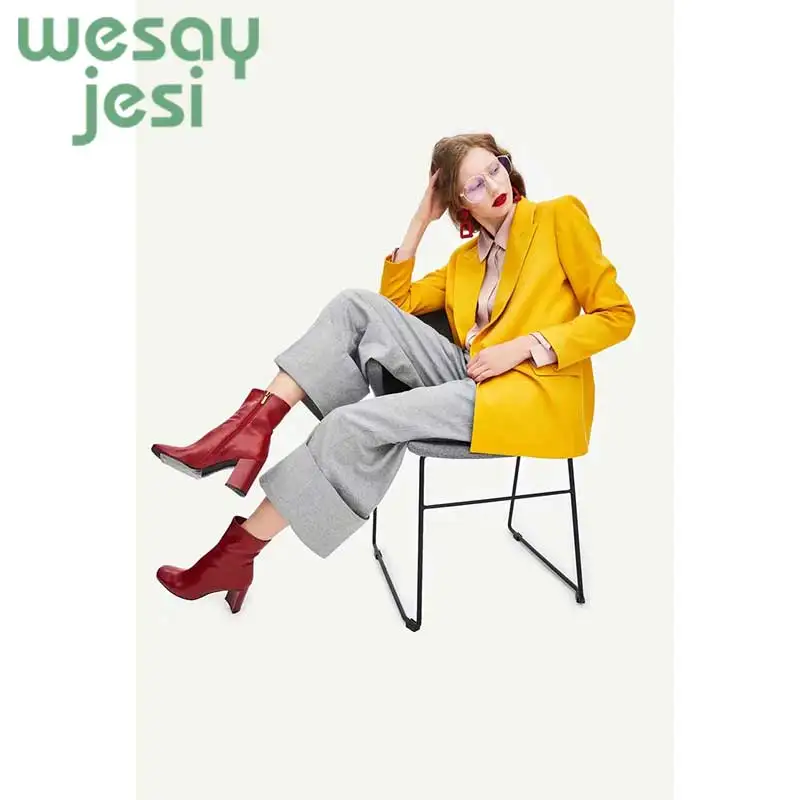 2019 Women Double Breasted chic blazer Office Lady Small Suit Jacket Ladies Leisure Yellow Lady's suit Coat Streetwear