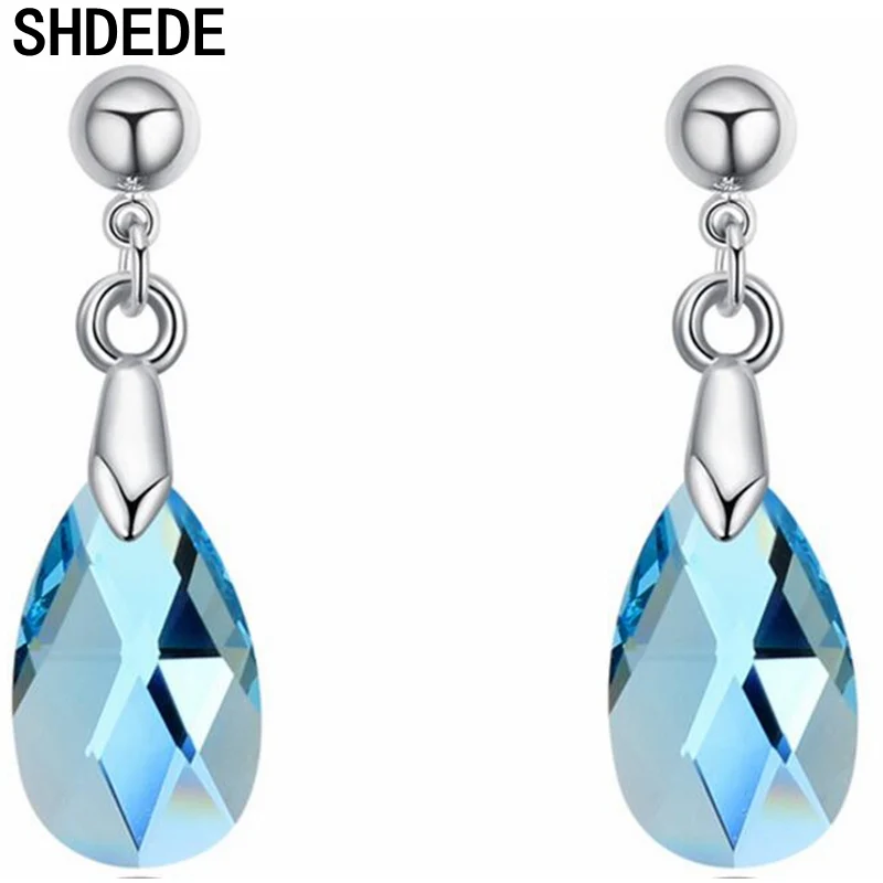 

SHDEDE Women Fashion Jewelry Crystal from Swarovski Water Drop Earrings High Quality Accessories Simple Style Gift -27387