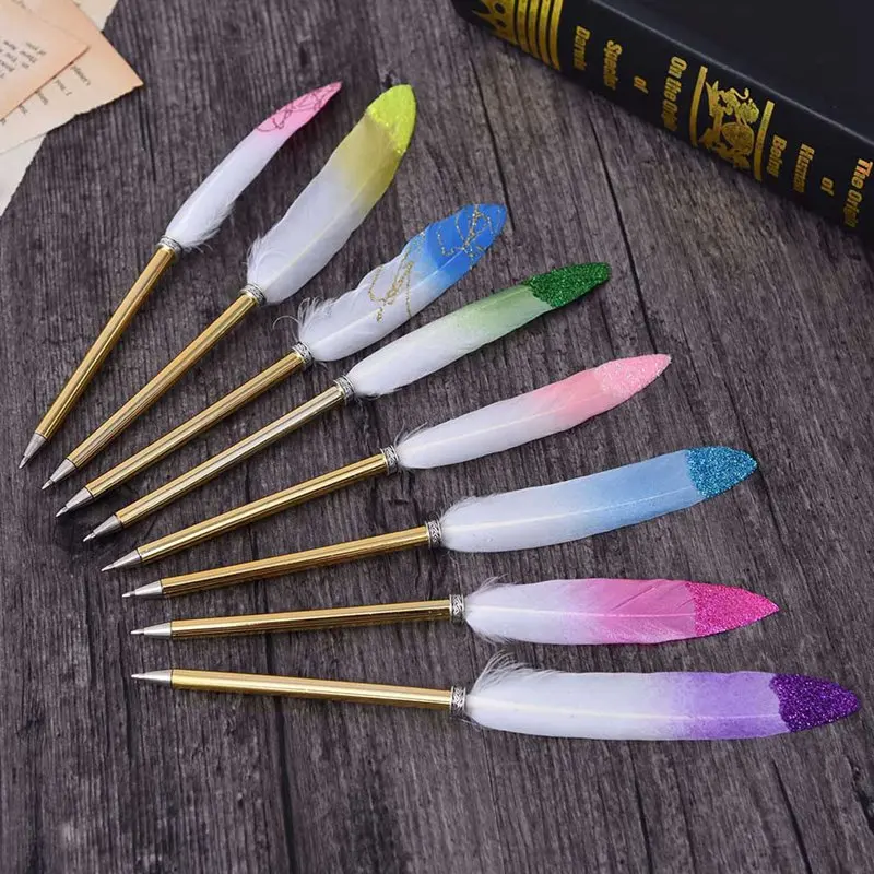

Colorful Elegant Feather Ballpoint Pen Kawaii Signature Pens Roller Ball Pen Stationery For Students Gift Office School Supplies