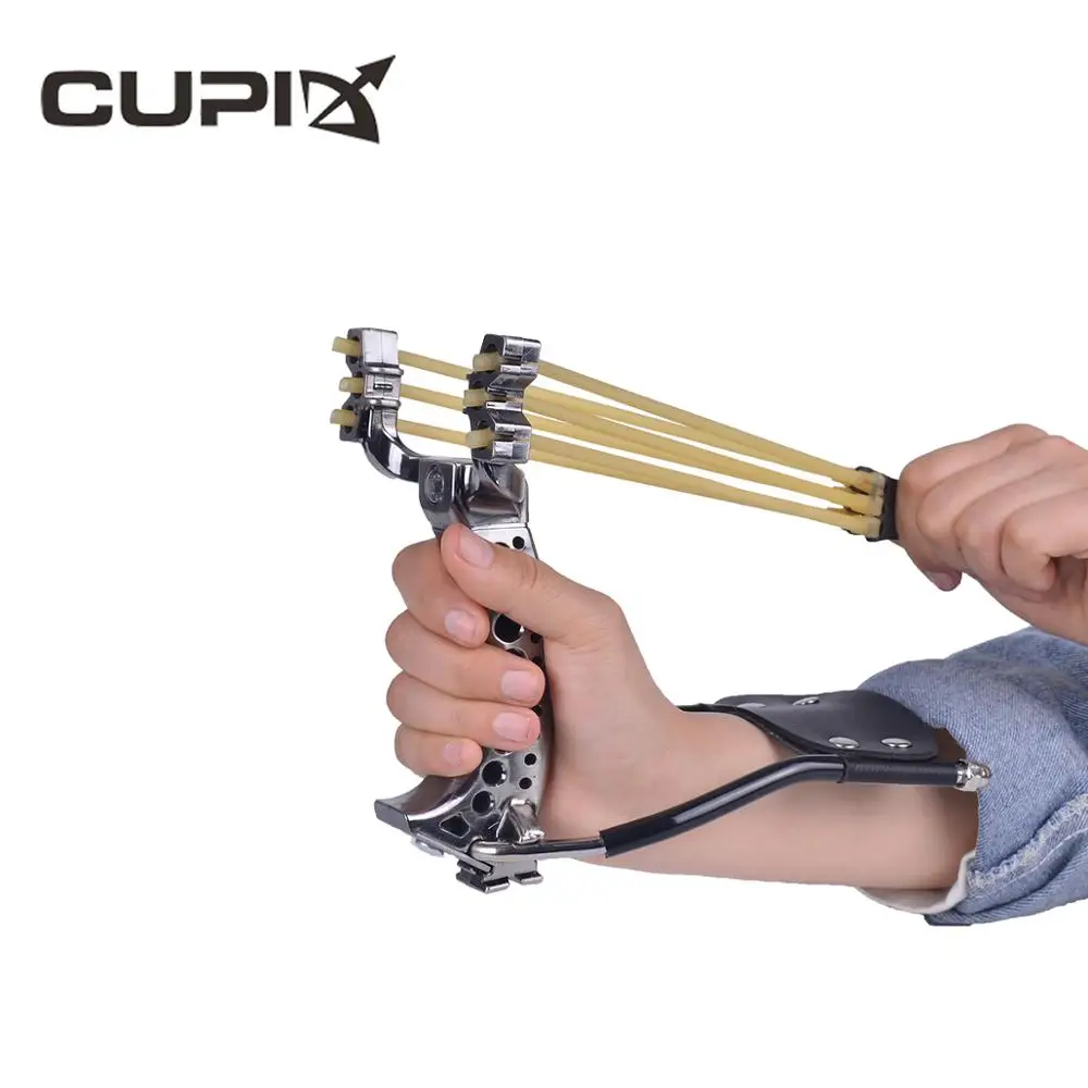 

The ancient silver chasing the moon slingshot three leather band outdoor products with wrist support rubber band steel ball is e