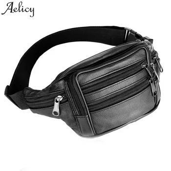 

Aelicy 2018 Hot New Fashion Light High Quality Men Leather Waist Fanny Pack Bum Adjustable Belt Bag Pouch Travel Hip Purse