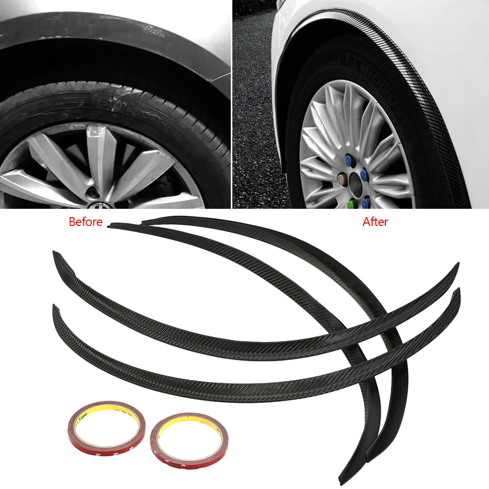Universal 4PCS Carbon Fiber Car Wheel Eyebrow Arch Trim Lips Strip Fender Flare Protector Stripe Styling Mudguard | Автомобили и
