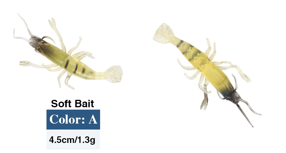 5 шт., рыболовные приманки для креветок, 4,5 см, 1,3 г, Кривошип искусственный, медленно тонущий штекер, червь, силиконовый червь, поддельная приманка, мягкие приманки