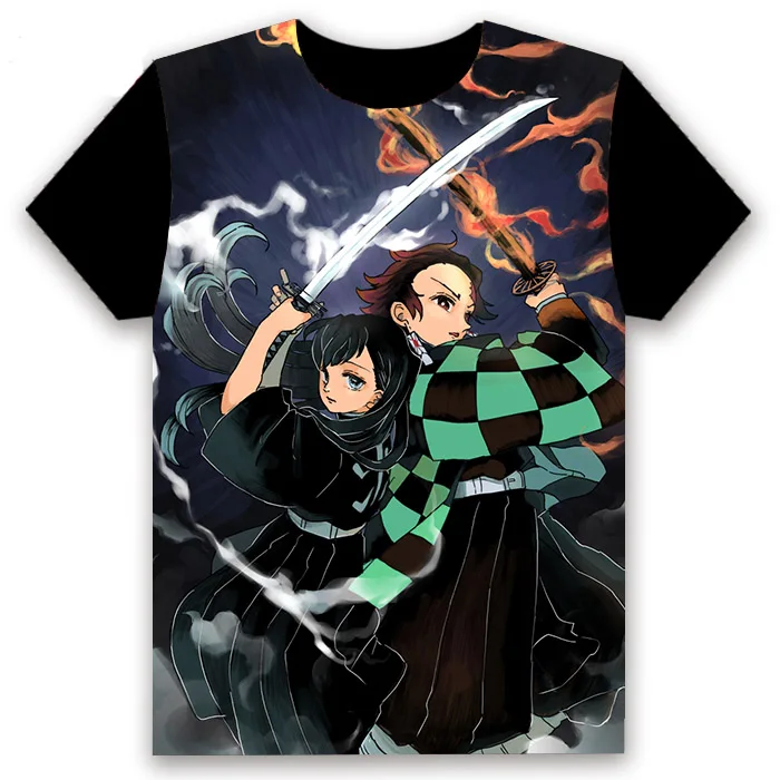 Мужская футболка аниме Demon Slayer: Kimetsu no Yaiba Kamado Tanjirou с принтом коротким рукавом