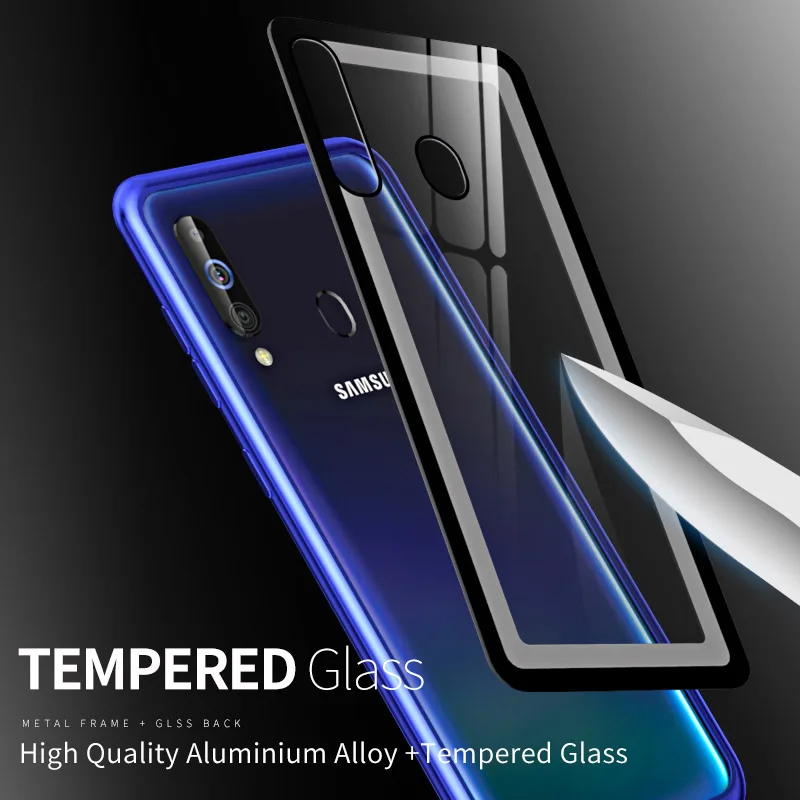 OMEVE Metal Bumper Shell for Samsung Galaxy A60 Case Alloy Frame Tempered Glass Back Cover for Samsung A60 Shockproof Phone Case
