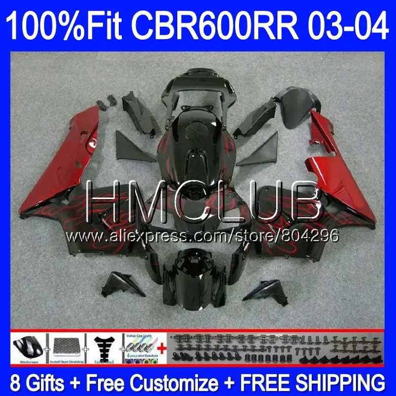 

Injection For HONDA CBR600 RR CBR 600RR 600F5 03 04 63HM.18 CBR600F5 CBR600RR F5 03 04 CBR 600 RR Red flames 2003 2004 Fairing