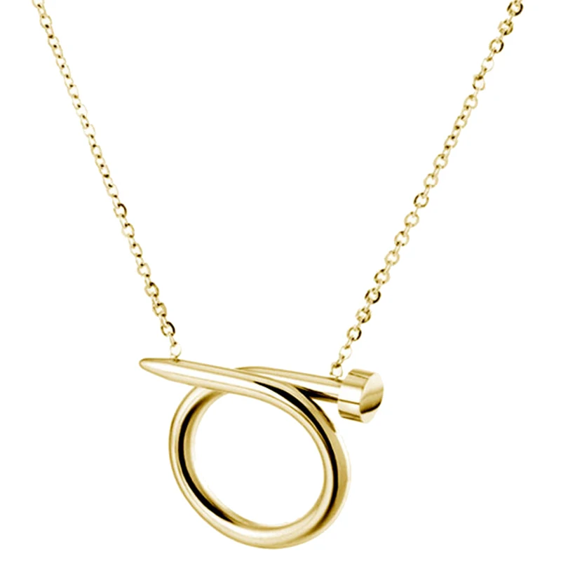 

Curved Nail Pendant Necklace Gold Necklace Circle Buckle Trend Hip Top Rock For Femme Jewelry Personality 2018 European Top Sale