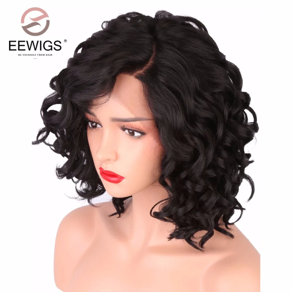 EEWIGS термостойкий короткий парик для чернокожих женщин свободная волна