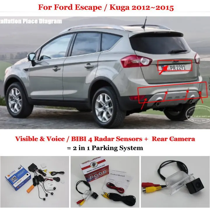 Автомобильные Датчики парковки 2 в 1 камера заднего вида для Ford Escape Kuga 2012 2013 2014 2015