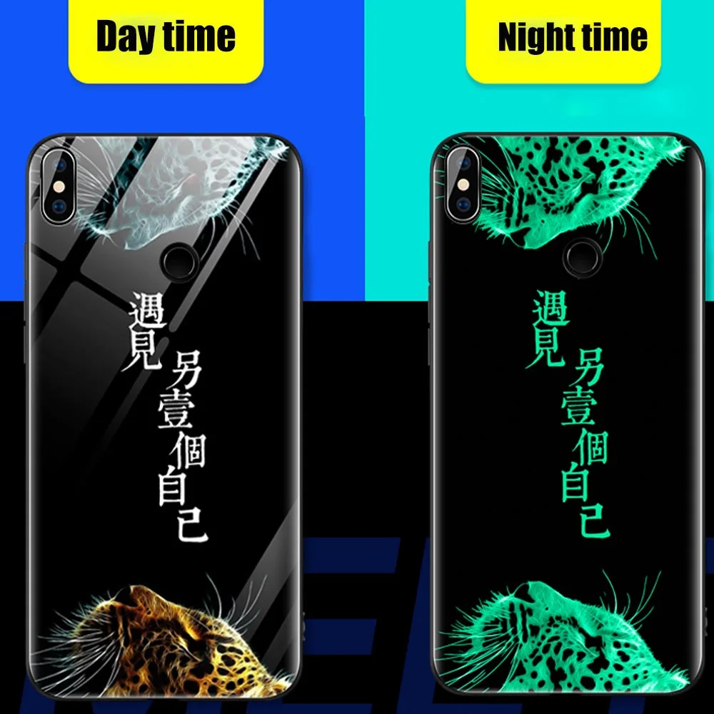 Luminous Tempered Glass Case For Xiaomi Mi 8 SE A1 A2 Lite MiX3 Max 2 3 Case on Redmi Note 5 Pro 4X Case Redmi 5 Plus 6 6A Cover (15)