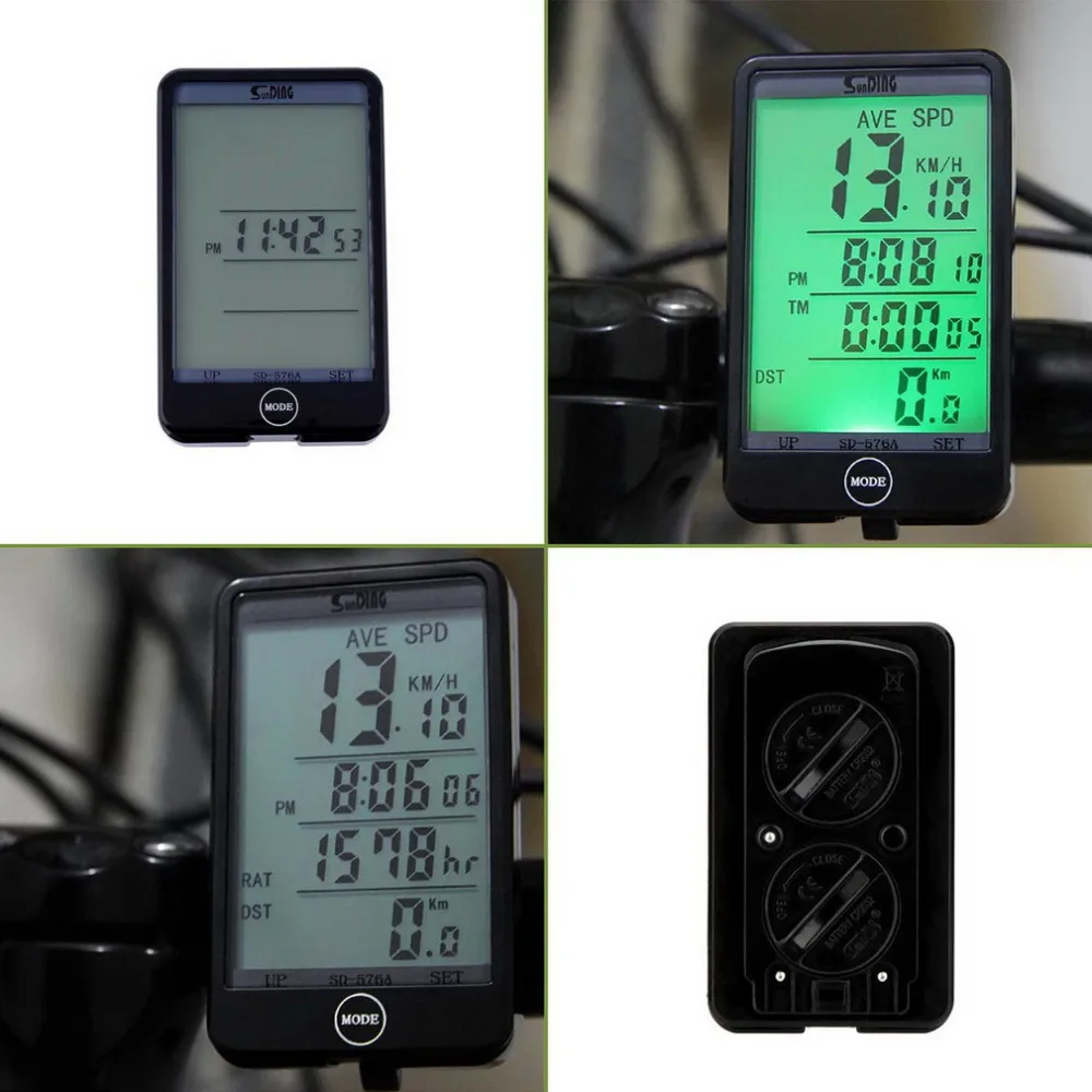 Sunding SD576A Waterproof Auto Bike Computer Light Mode Touch Wired Bicycle Computer Cycling Speedometer with LCD Backlight