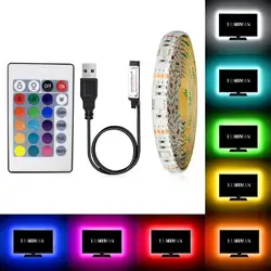 USB Светодиодная лента RGB 3528SMD DC5V Гибкая светодиодный светящаяся лента 1 м 2 м 3 м 4 м 5 м HD ТВ Настольный экран фоновый светильник