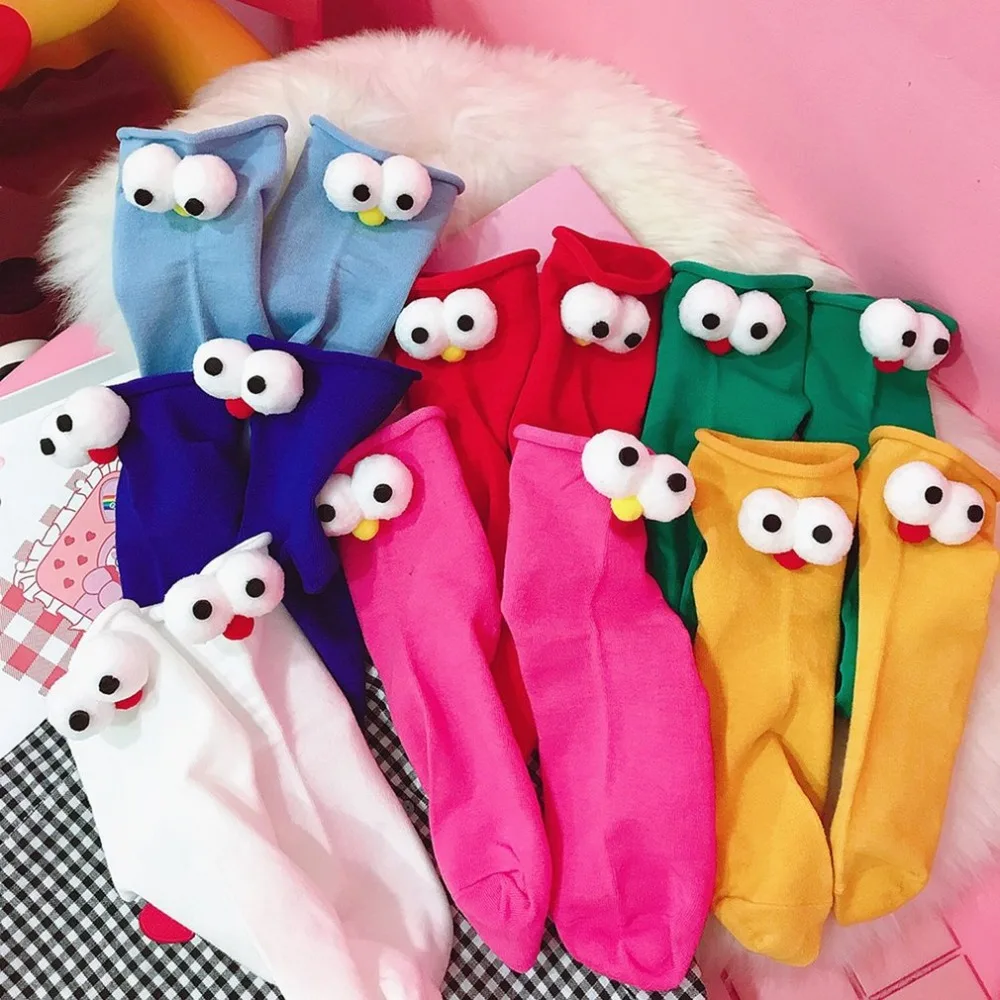 Забавные Женские носочки Комплект носков для женщин Harajuku Мультфильм декорированная кукла хлопковые теплые носки Calcetines мягкие носки