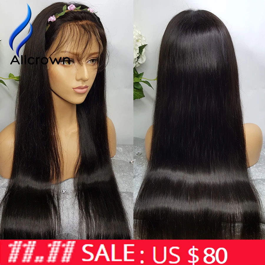 ALICROWN 130 180 Density Full Lace Human font b Hair b font Wigs For Black Women
