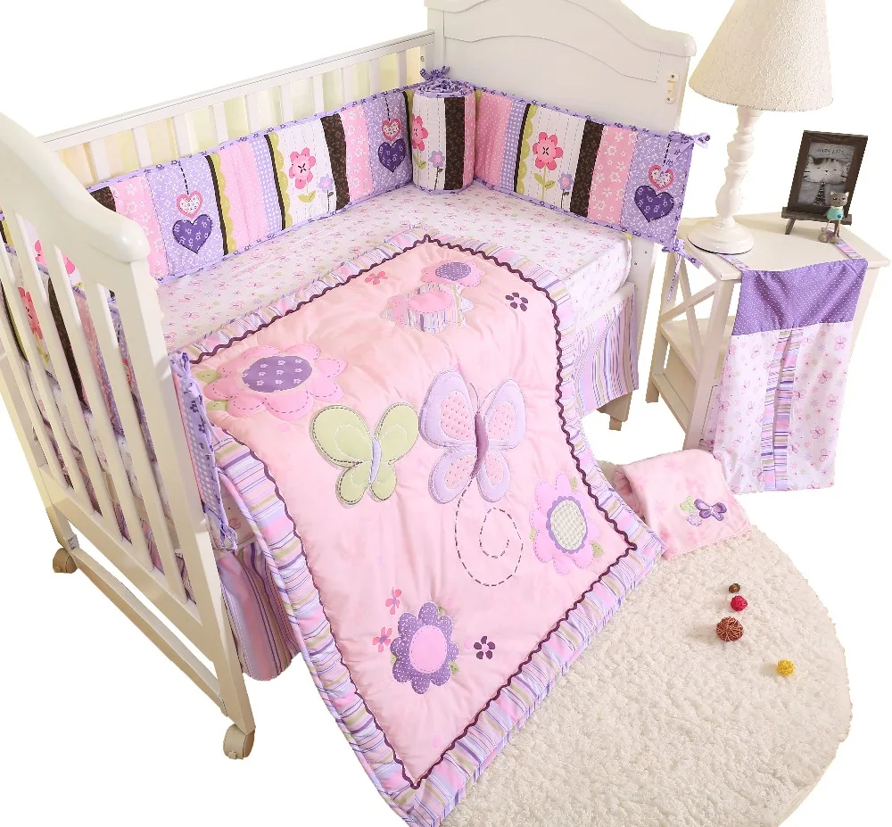 butterfly baby bedding set children 4 pcs set baby cot cotton bedding