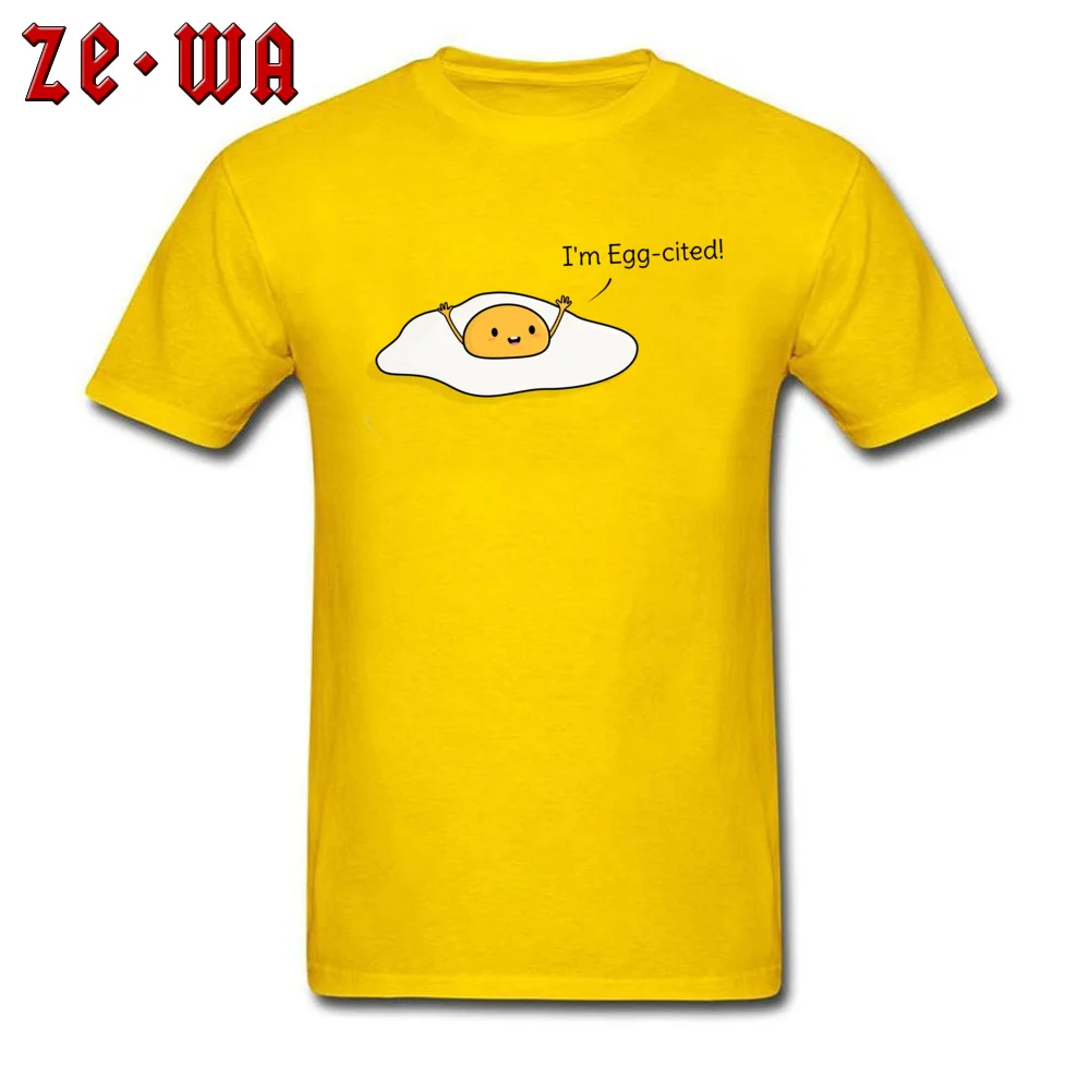 Printed On Cute and Funny Egg Pun Men T Shirt Prevailing Father Day Short Sleeve Crewneck 100% Cotton Fabric Tops Tees T-shirts Cute and Funny Egg Pun yellow