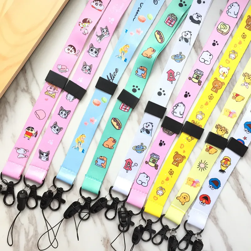لطيف الدب الكرتون القط الرقبة حزام اسهم للمفاتيح ID بطاقة رياضة الهاتف أحزمة هاتف USB شارة حامل DIY هانغ حبل الوهق الحبل