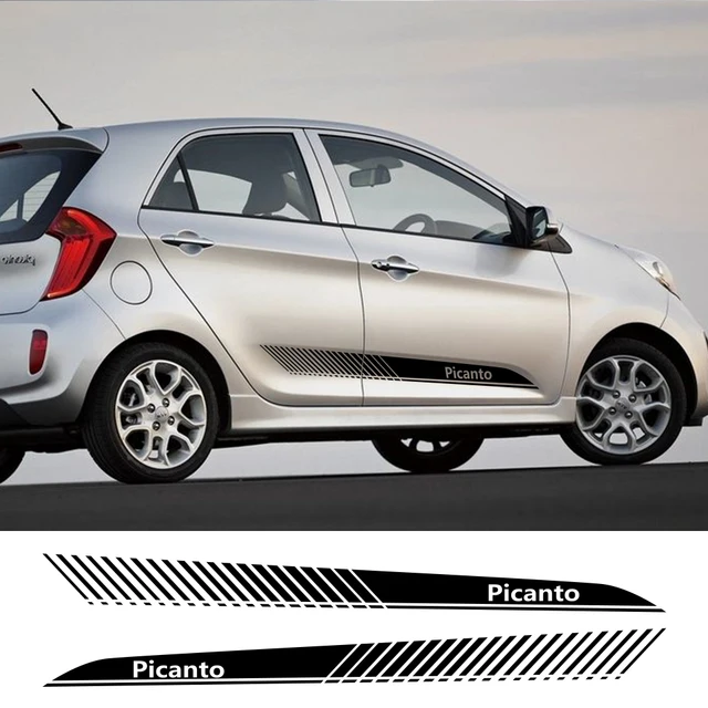 US $12.62 2pcs Car Side Stripe Sticker Vinyl Film Auto Racing Sports Decals Decoration For KIA Picanto Tuning