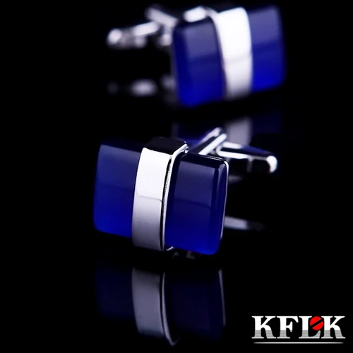 

KFLK Luxury shirt cufflinks for men's gift Brand cuff buttons Blue cuff link TOP High Quality abotoaduras gemelos Jewelry