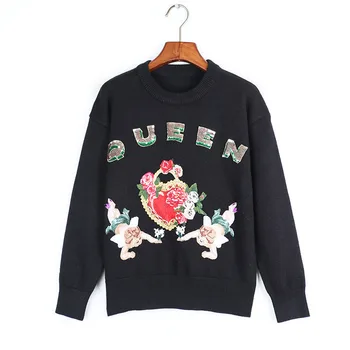 

XIKOI Sweater Women 2020 Autumn Winter Flower Embroidered Long Sleeve Knit Sweater Tops Female Womens Sweaters Overcoat