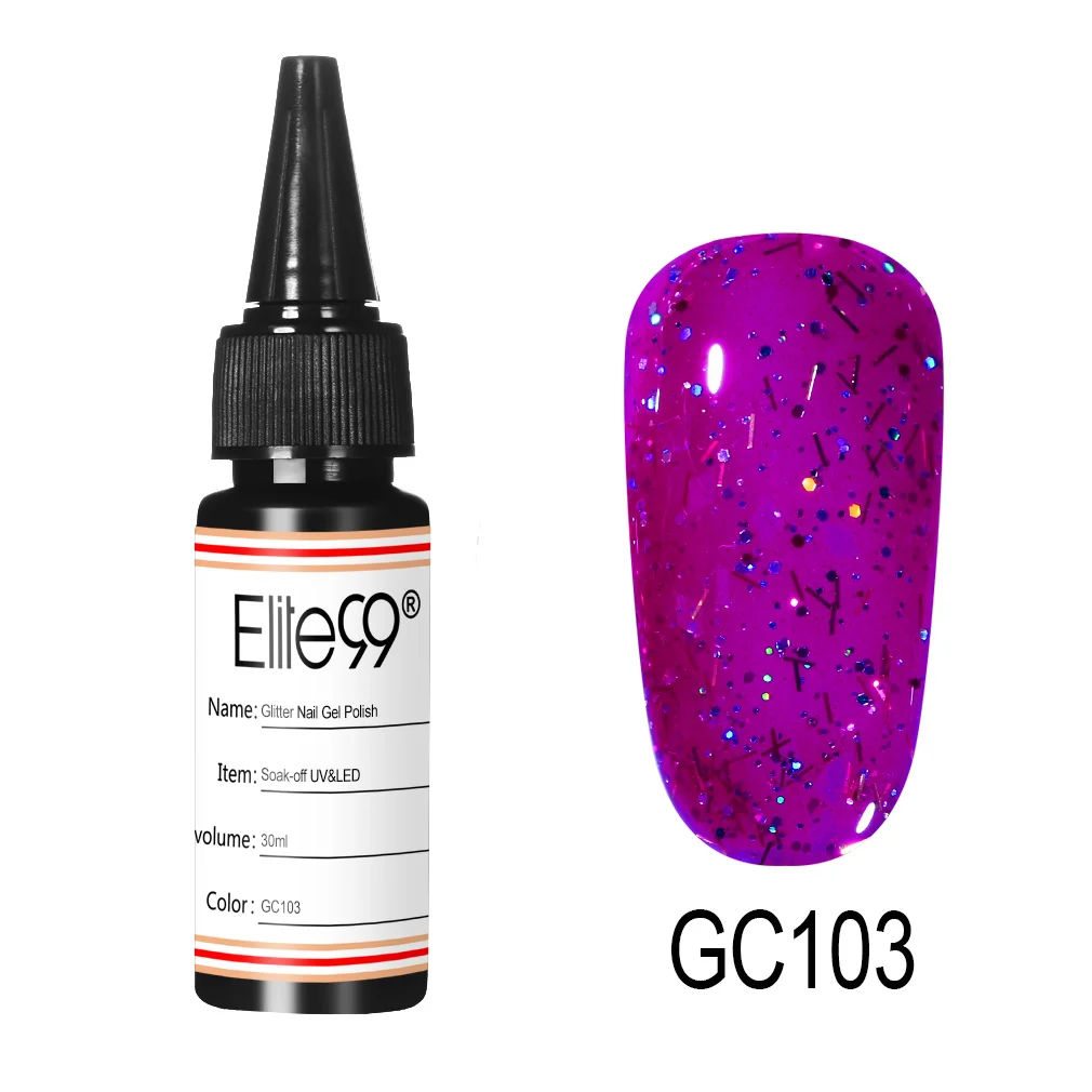 GC103 Elite99 блестящий гель для ногтей с блёстками лак 30 мл ногтей искусство замочить УФ светодиодный для маникюра геллак полуперманентный лак - Цвет: GC103