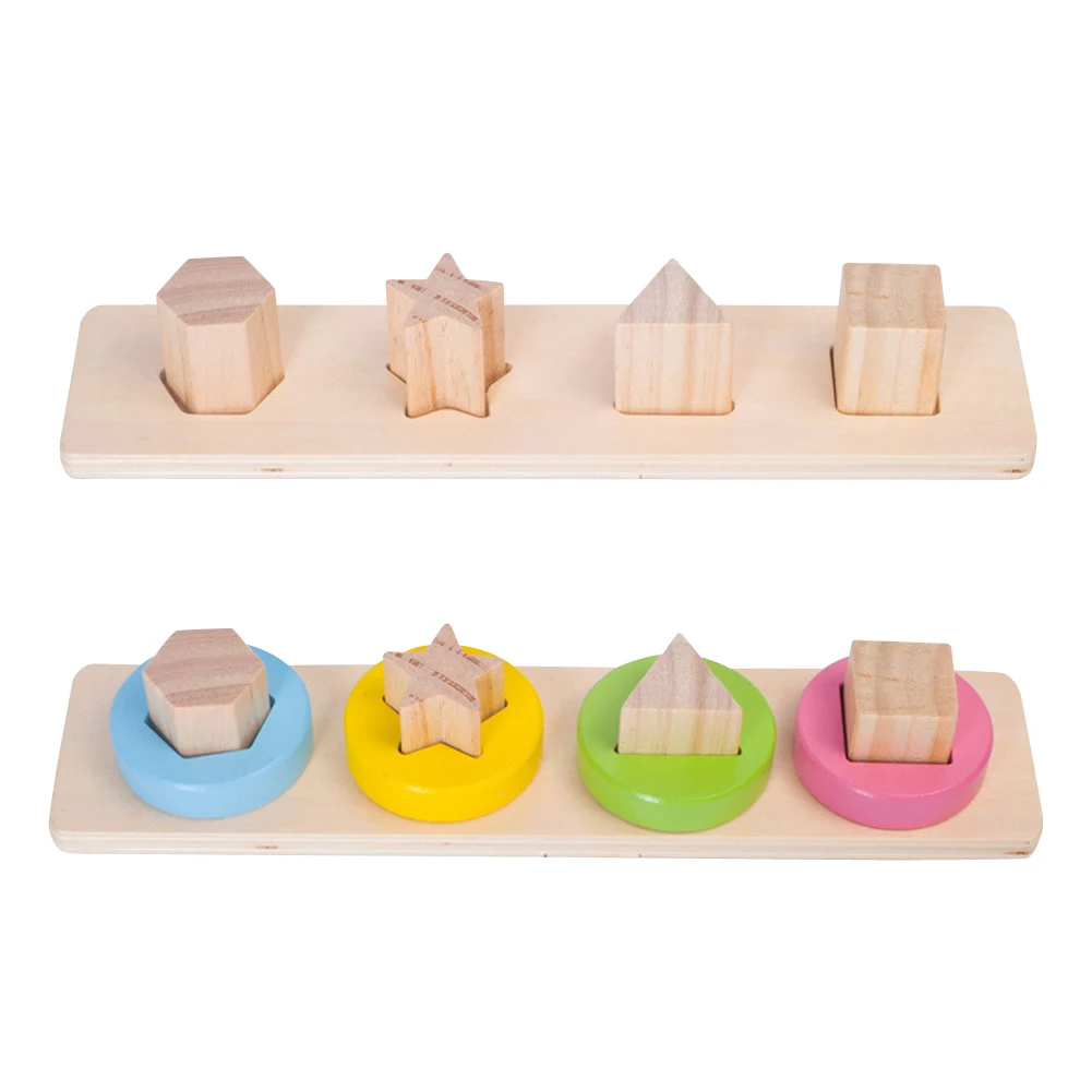 

Wooden Geometric Sorting Board Blocks Kids Montessori Educational Toys Building Blocks Child Gift