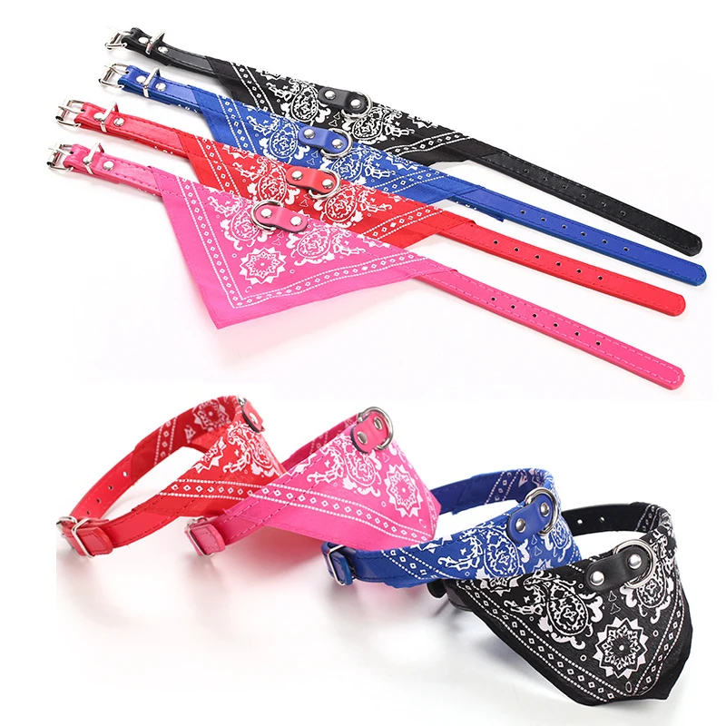 

Adjustable Pet Triangular Bandana Collar Scarf Neckerchief Leather National Style Printing Non-woven for Dogs Cats Free Shipping